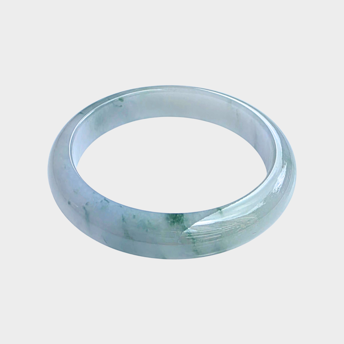 "Floating Flower" Jadeite Jade Bangle - 56mm Half Round