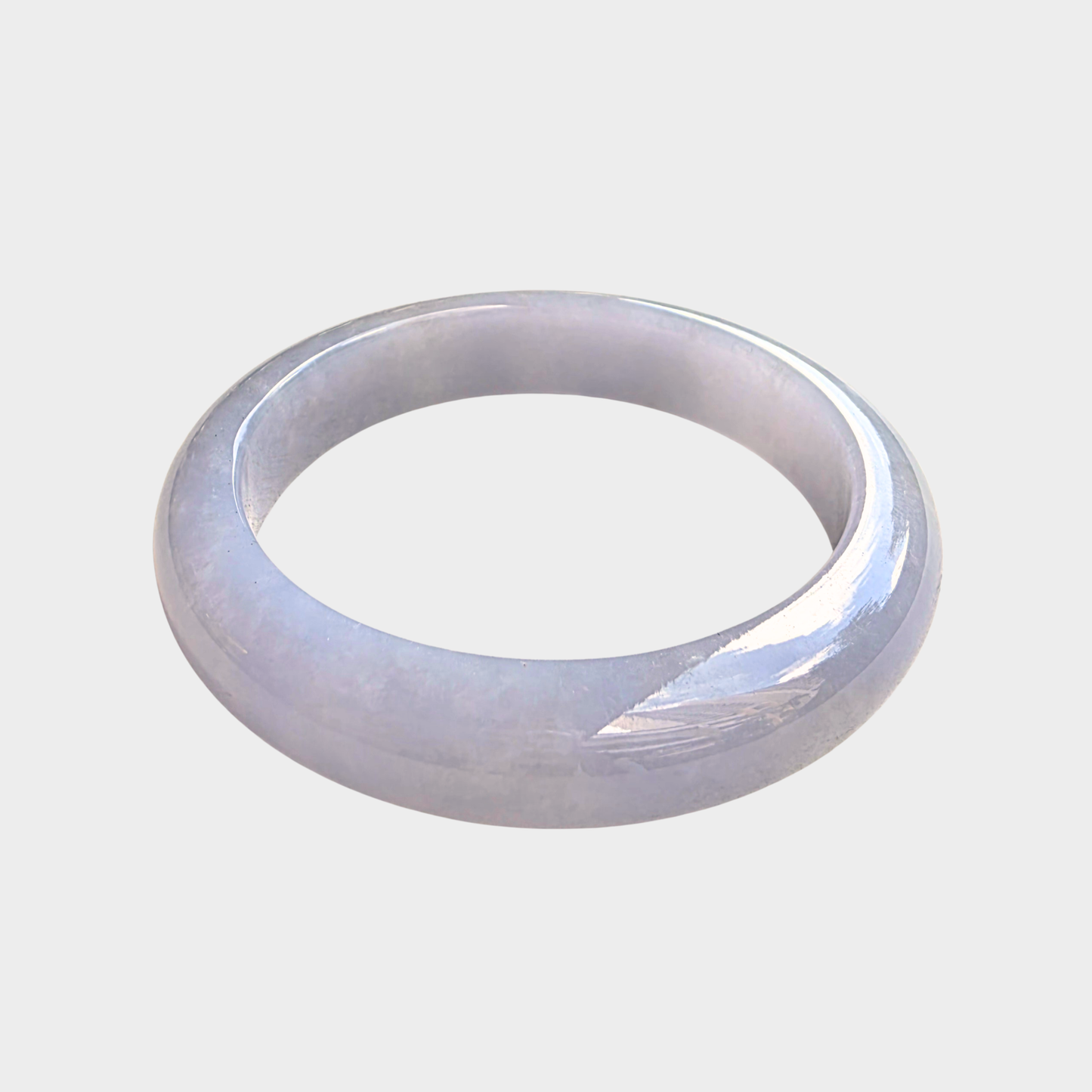 Lavender Jadeite Jade Bangle - 55mm Half Round