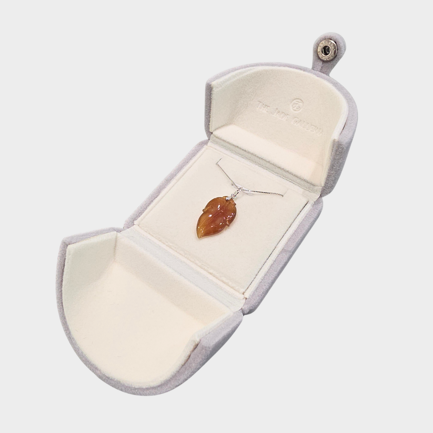 Jadeite Jade "Leaf" Pendant in White Gold