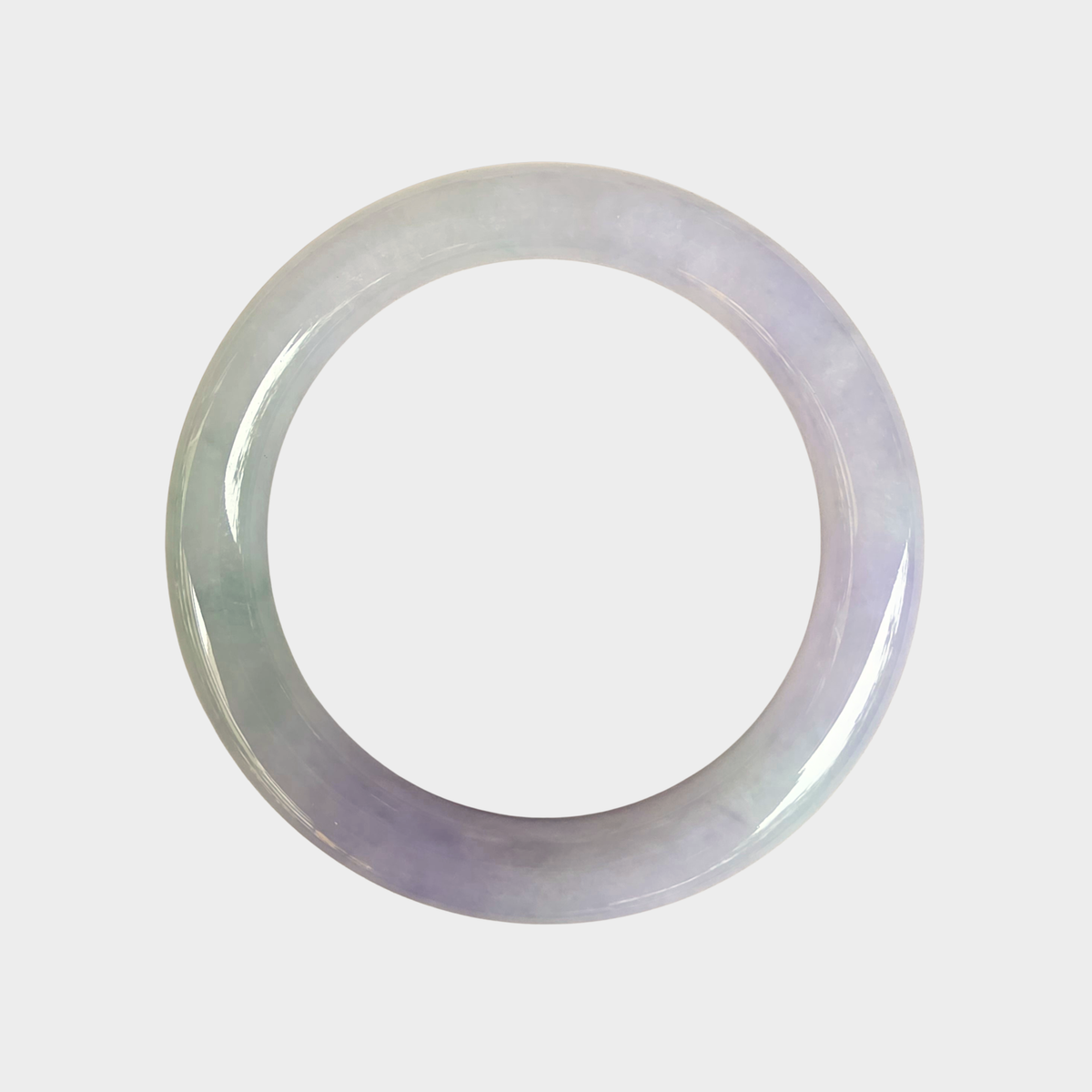 Lavender with Green Jadeite Jade Bangle - 55mm Round