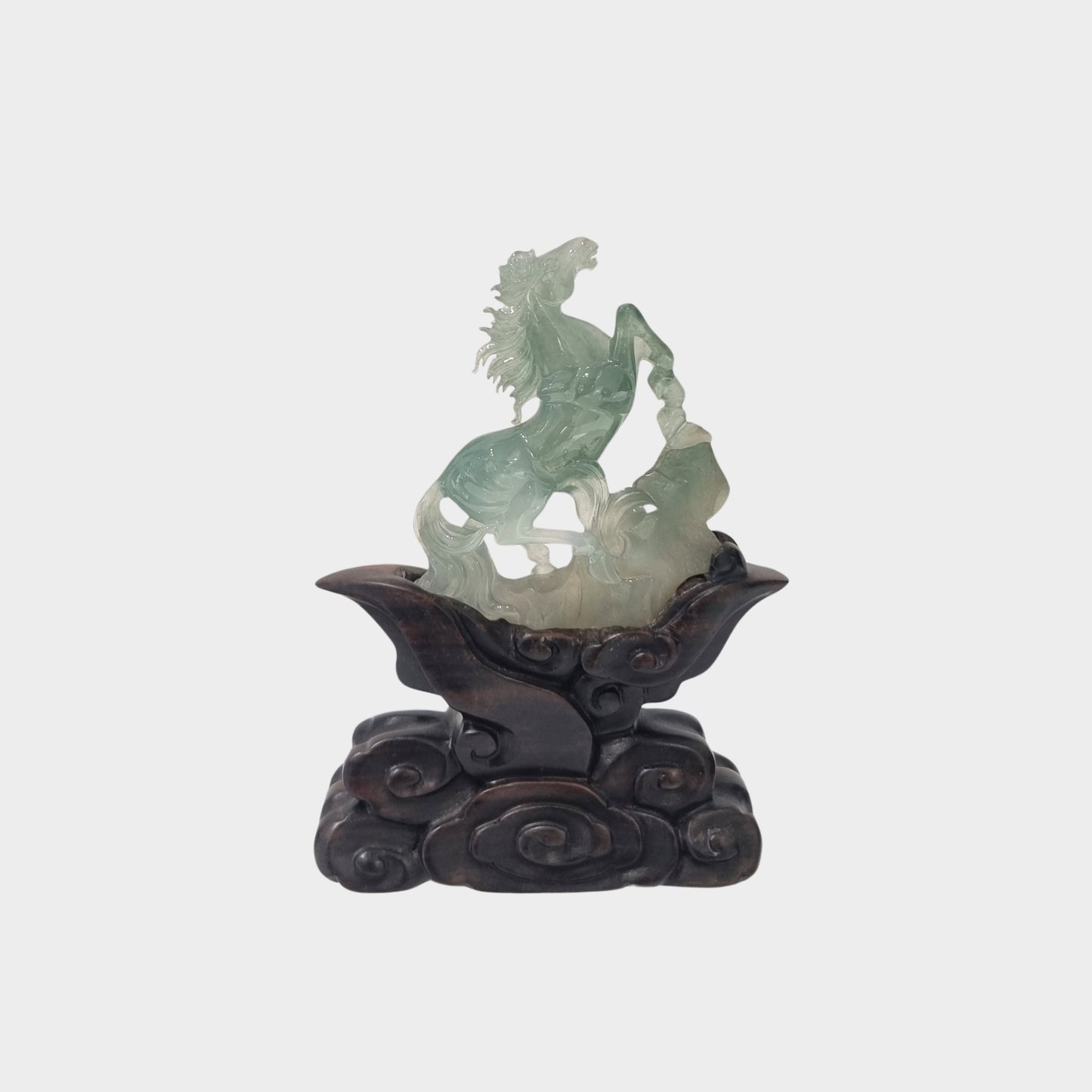 Icy "Galloping Horse" Jadeite Jade Display