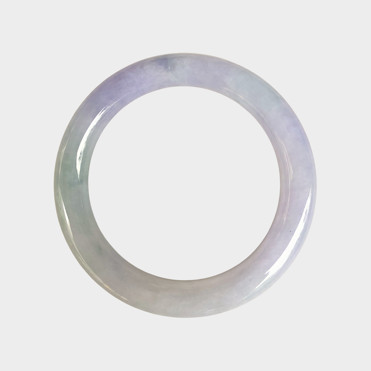 Lavender with Green Jadeite Jade Bangle - 55mm Round