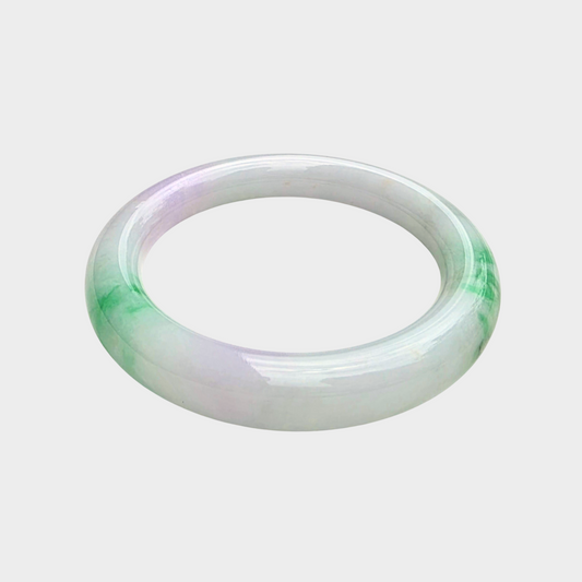 Green and Lavender Jadeite Jade Bangle - 53mm Round