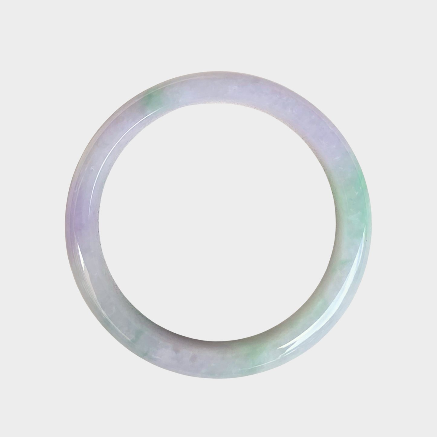 Lavender and Green Jadeite Jade Bangle - 57mm Flat