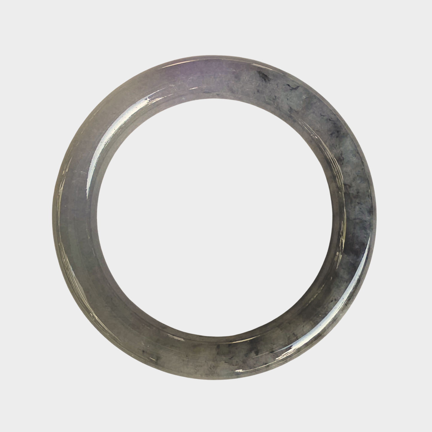 Black "Wuji" with Lavender Jadeite Jade Bangle - 56mm Round