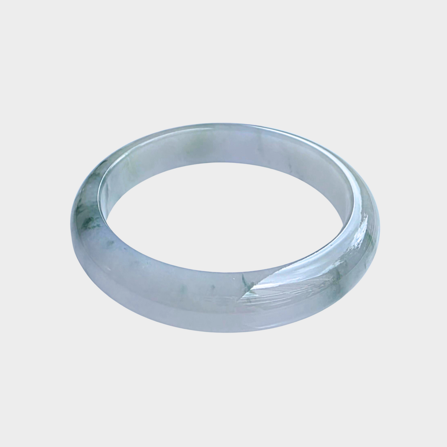 "Floating Flower" Jadeite Jade Bangle - 56mm Half Round