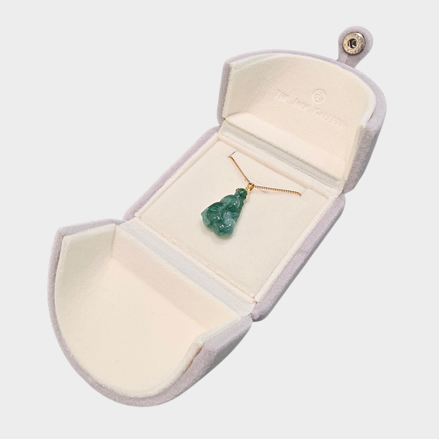 Jadeite Jade "Ruyi" Pendant in Yellow Gold