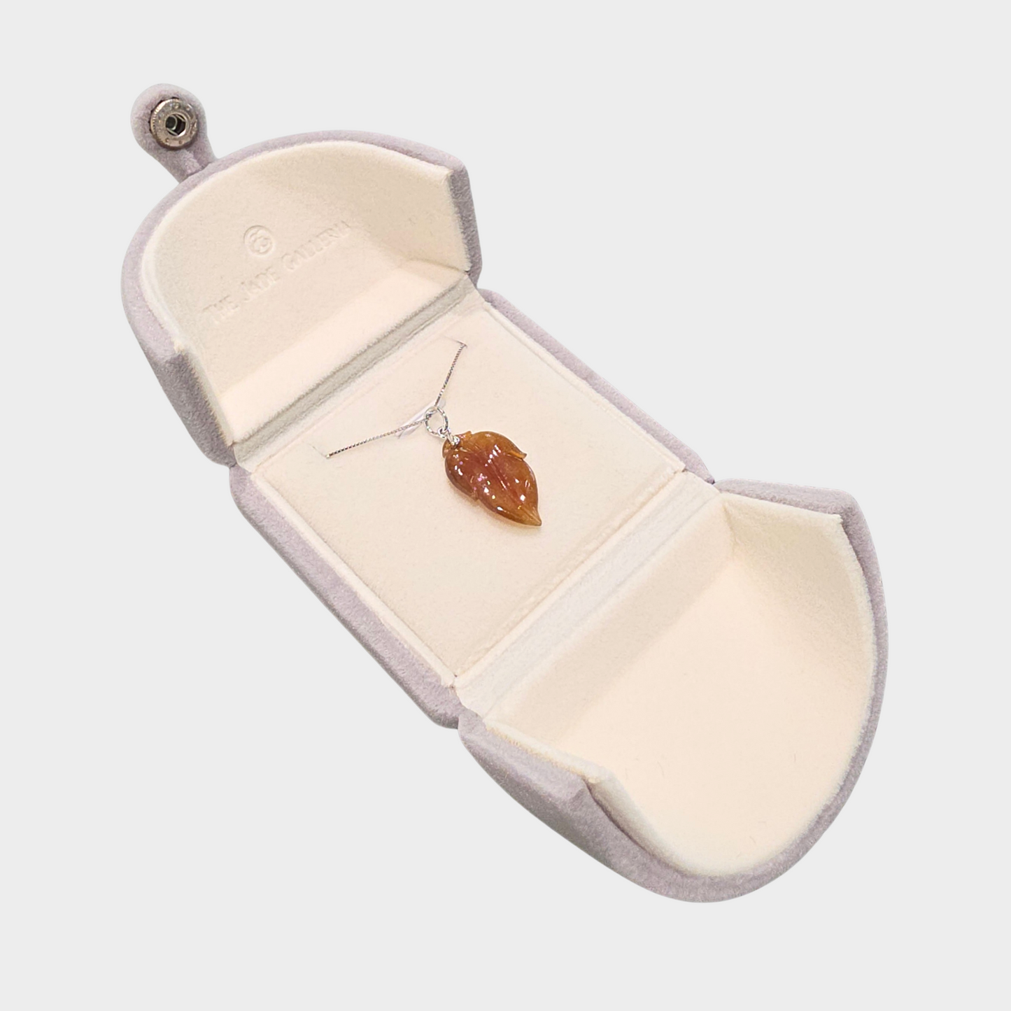 Jadeite Jade "Leaf" Pendant in White Gold