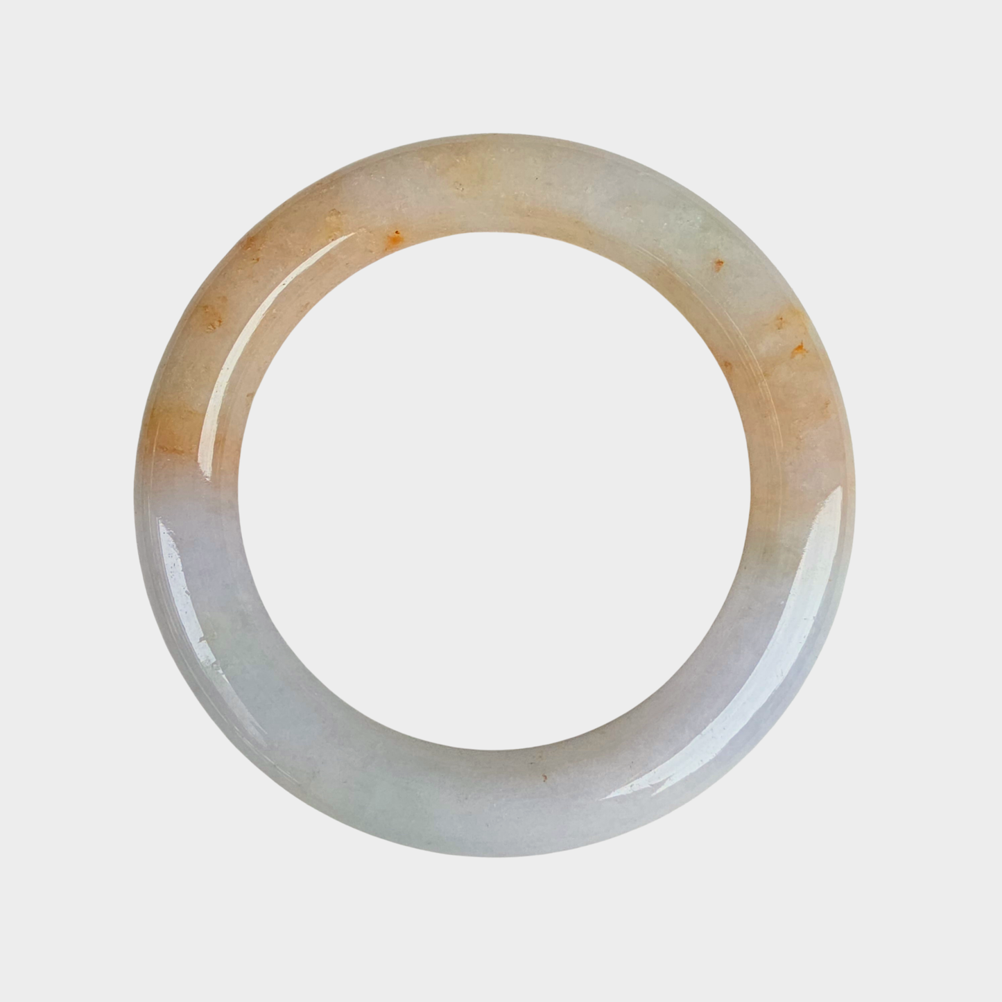 Orange and White Jadeite Jade Bangle - 58mm Round