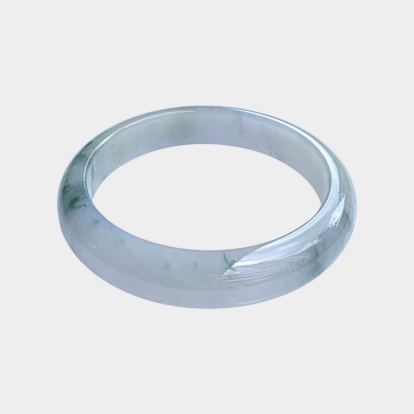 "Floating Flower" Jadeite Jade Bangle - 56mm Half Round
