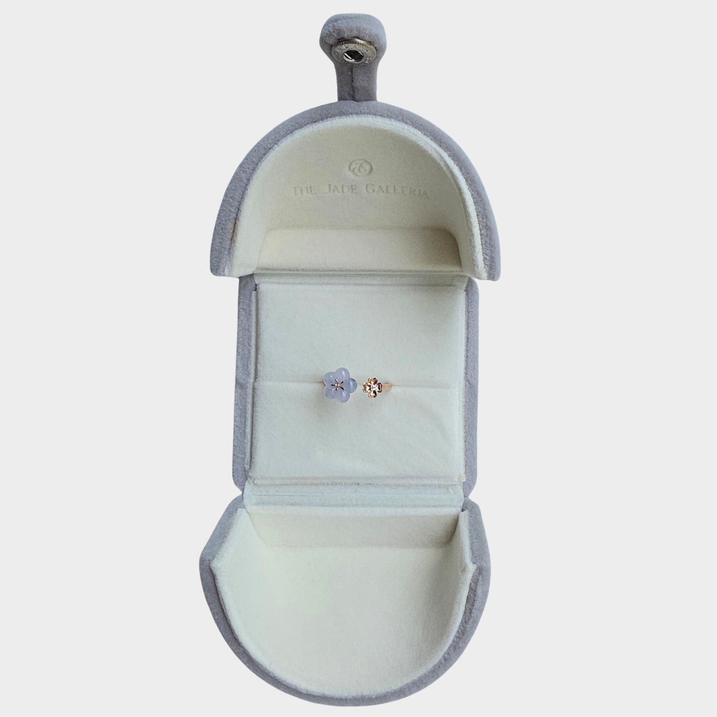 Icy Lavender "Peach Blossom" Jadeite Jade Ring in Rose Gold with Diamond