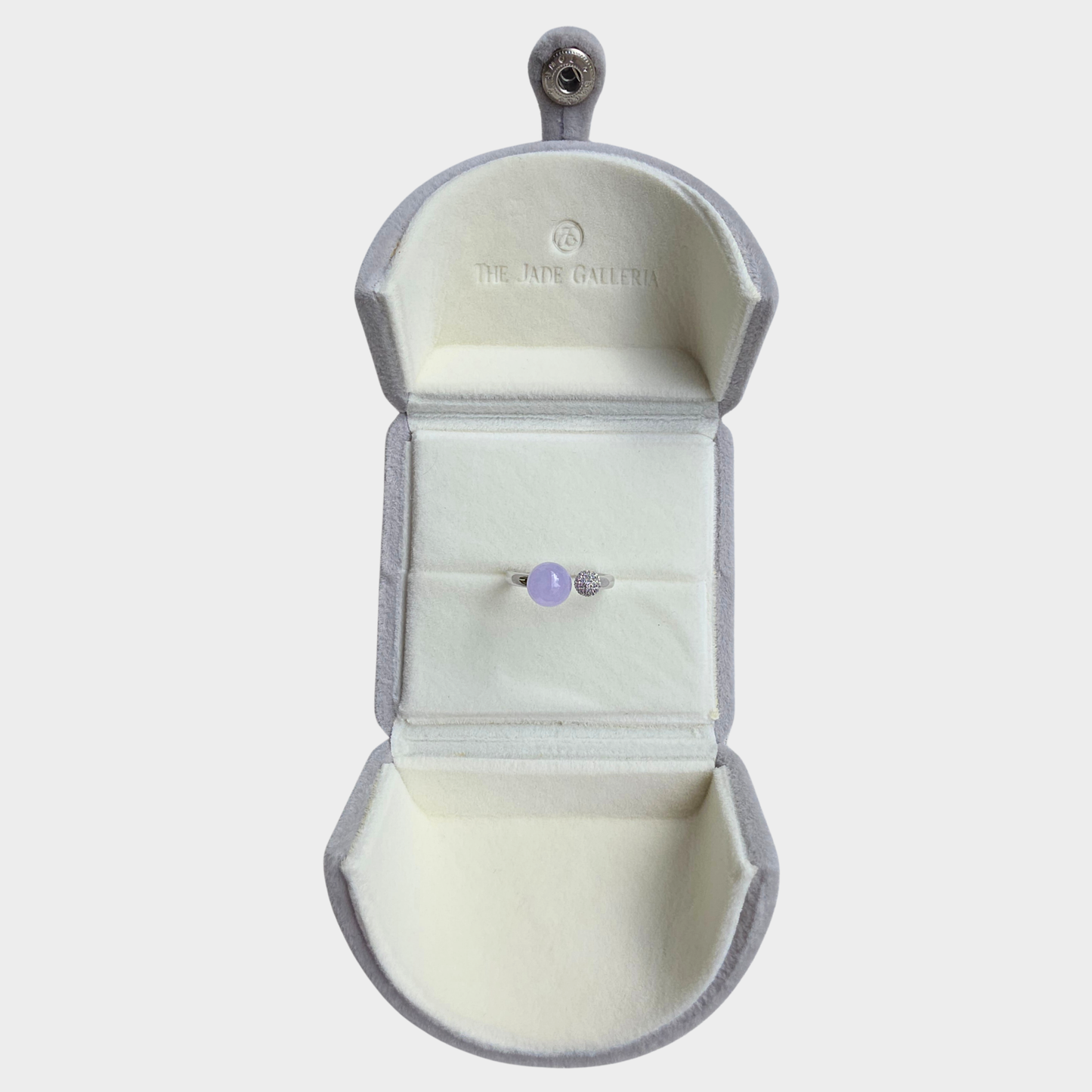 Icy Lavender Jadeite Jade Ring in White Gold with Diamonds