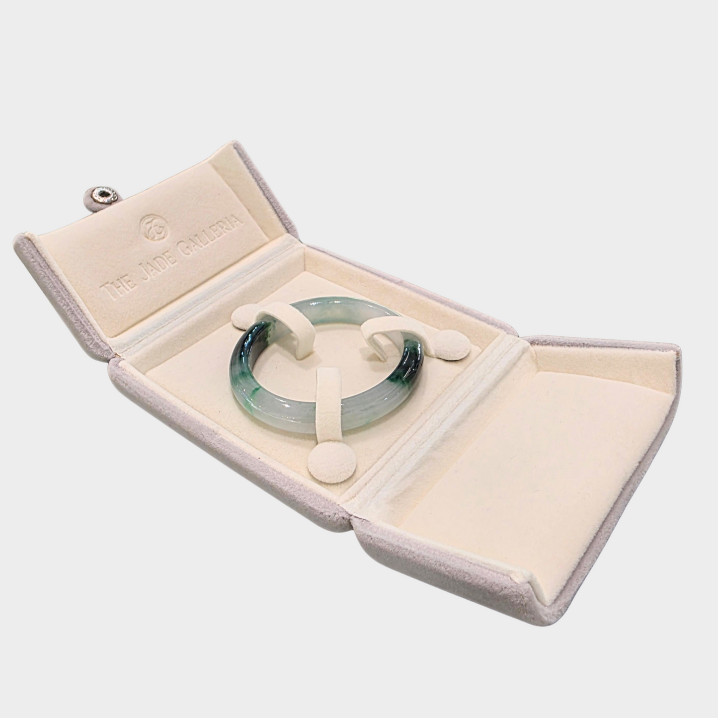 "Floating Flower" Jadeite Jade Bangle - 54mm Oval