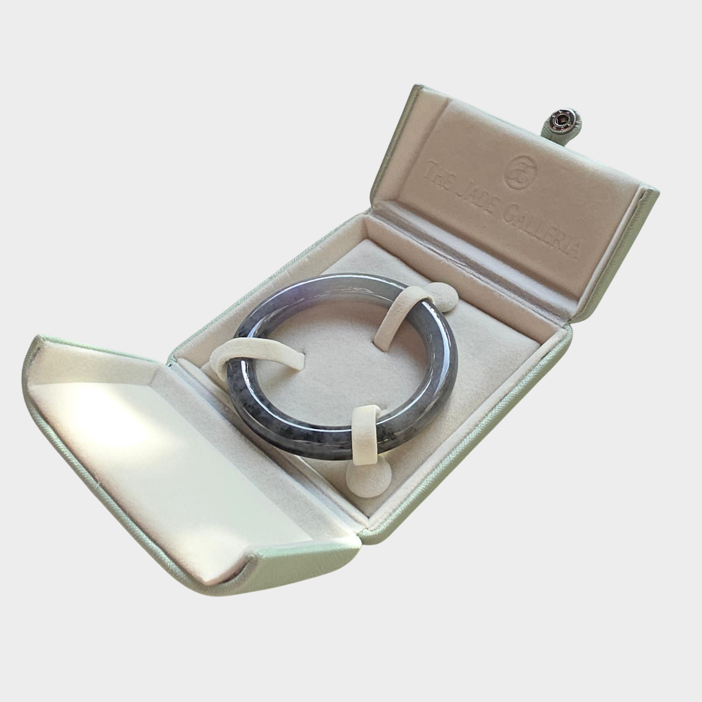 Black "Wuji" with Lavender Jadeite Jade Bangle - 56mm Round