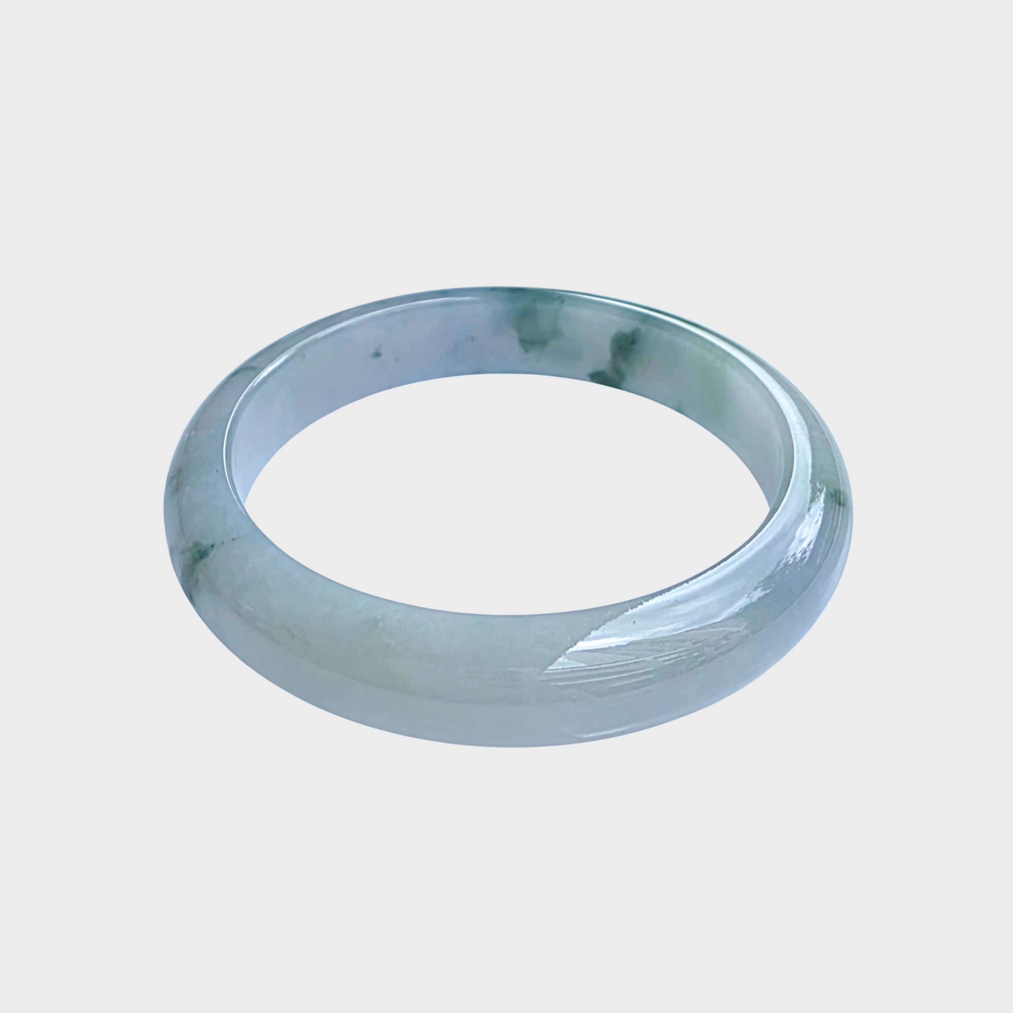 "Floating Flower" Jadeite Jade Bangle - 56mm Half Round