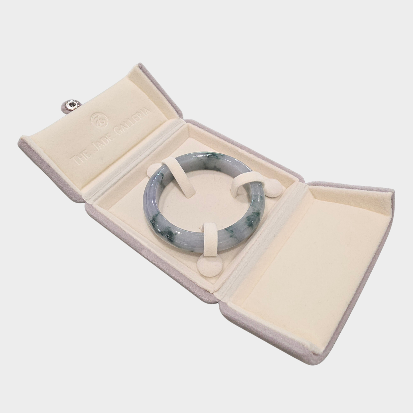 "Floating Flower" with Lavender Jadeite Jade Bangle - 57mm Half Round