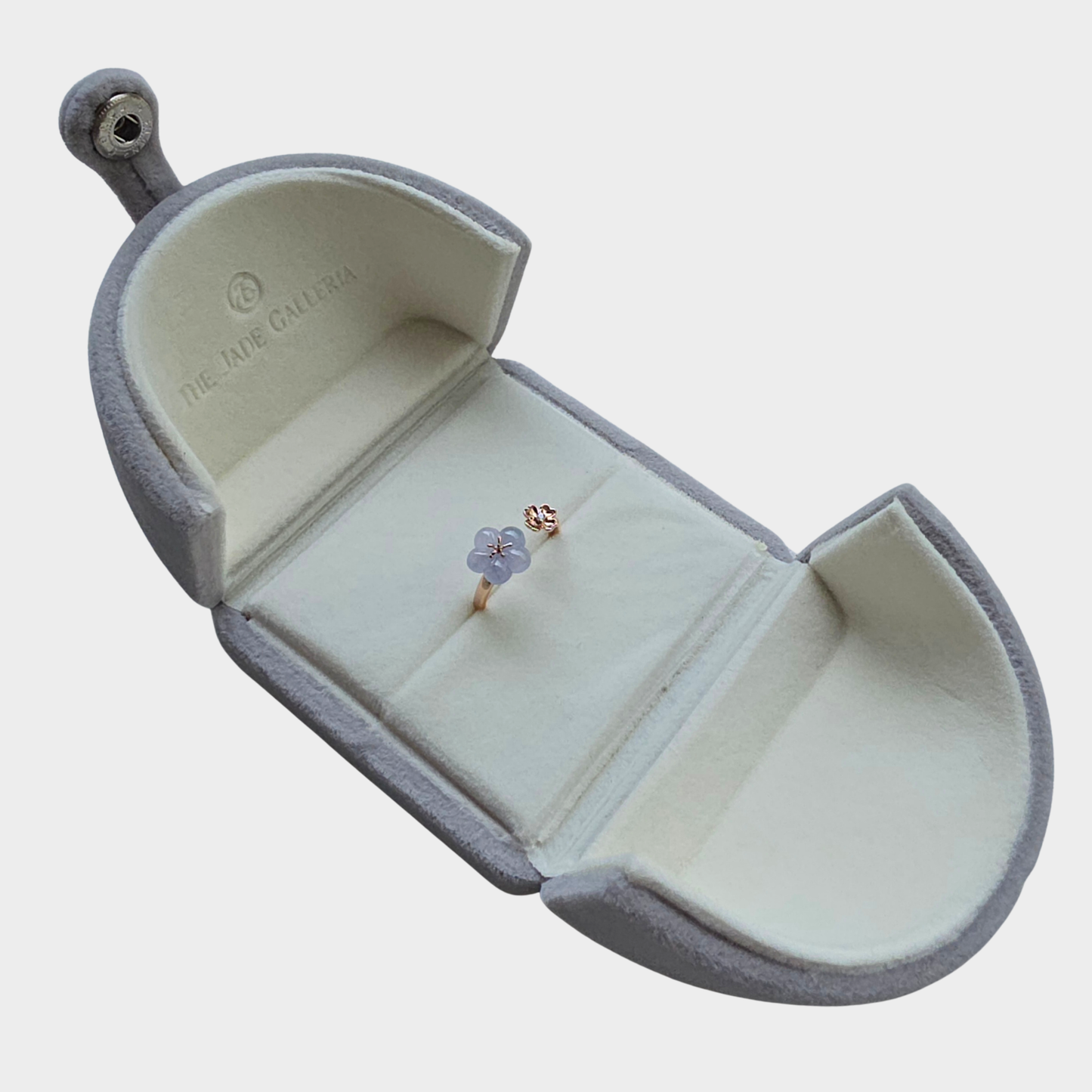 Icy Lavender "Peach Blossom" Jadeite Jade Ring in Rose Gold with Diamond