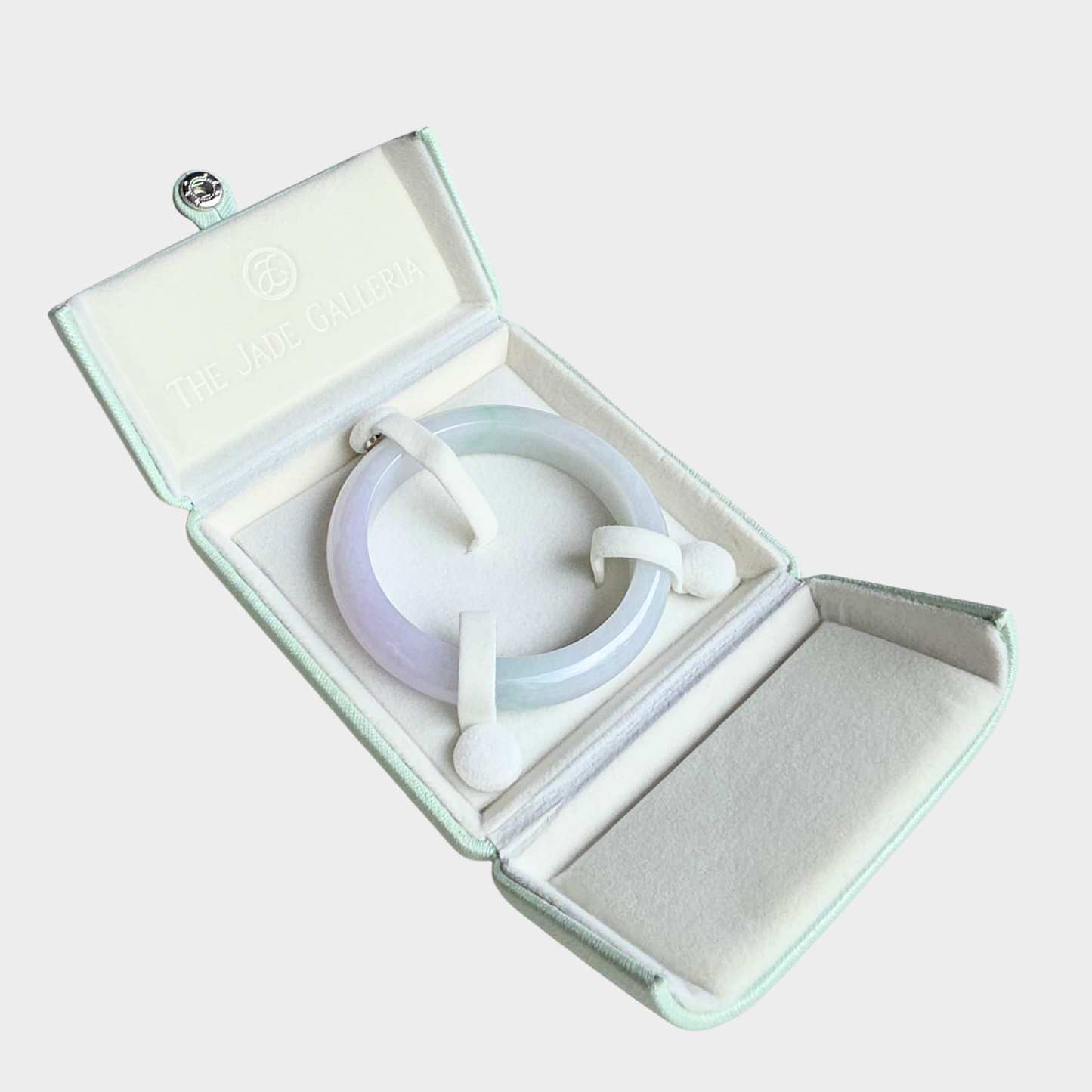 Light Lavender and Green Jadeite Jade Bangle - 58mm Half Round