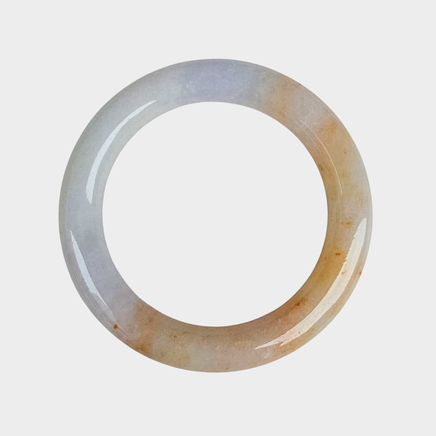 Orange and White Jadeite Jade Bangle - 58mm Round