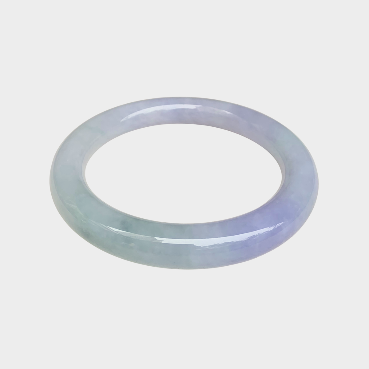 Lavender with Green Jadeite Jade Bangle - 55mm Round