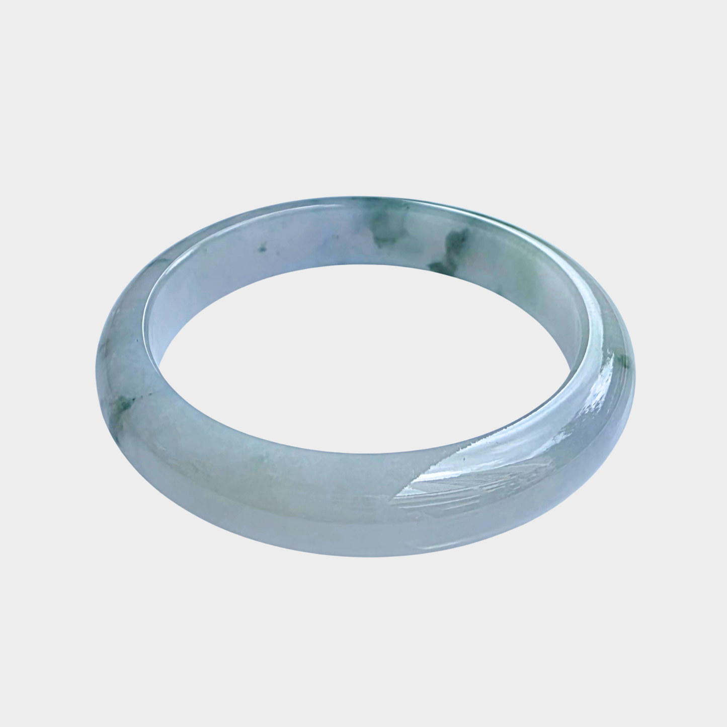 "Floating Flower" Jadeite Jade Bangle - 56mm Half Round