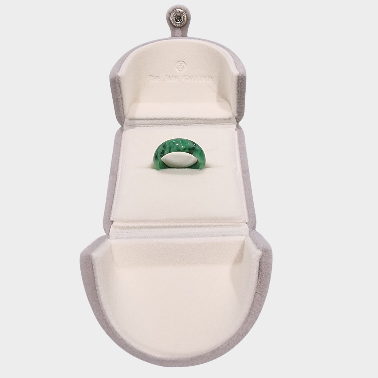 Green with Black Jadeite Jade Abacus Ring