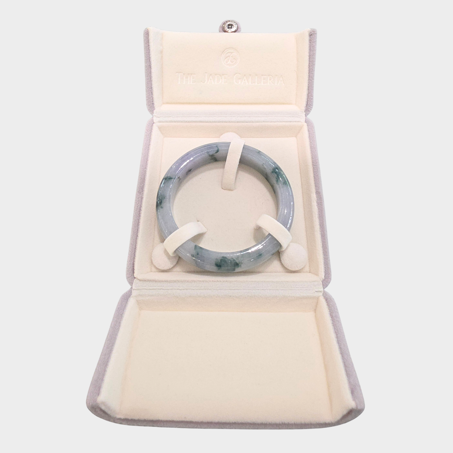 "Floating Flower" with Lavender Jadeite Jade Bangle - 57mm Half Round