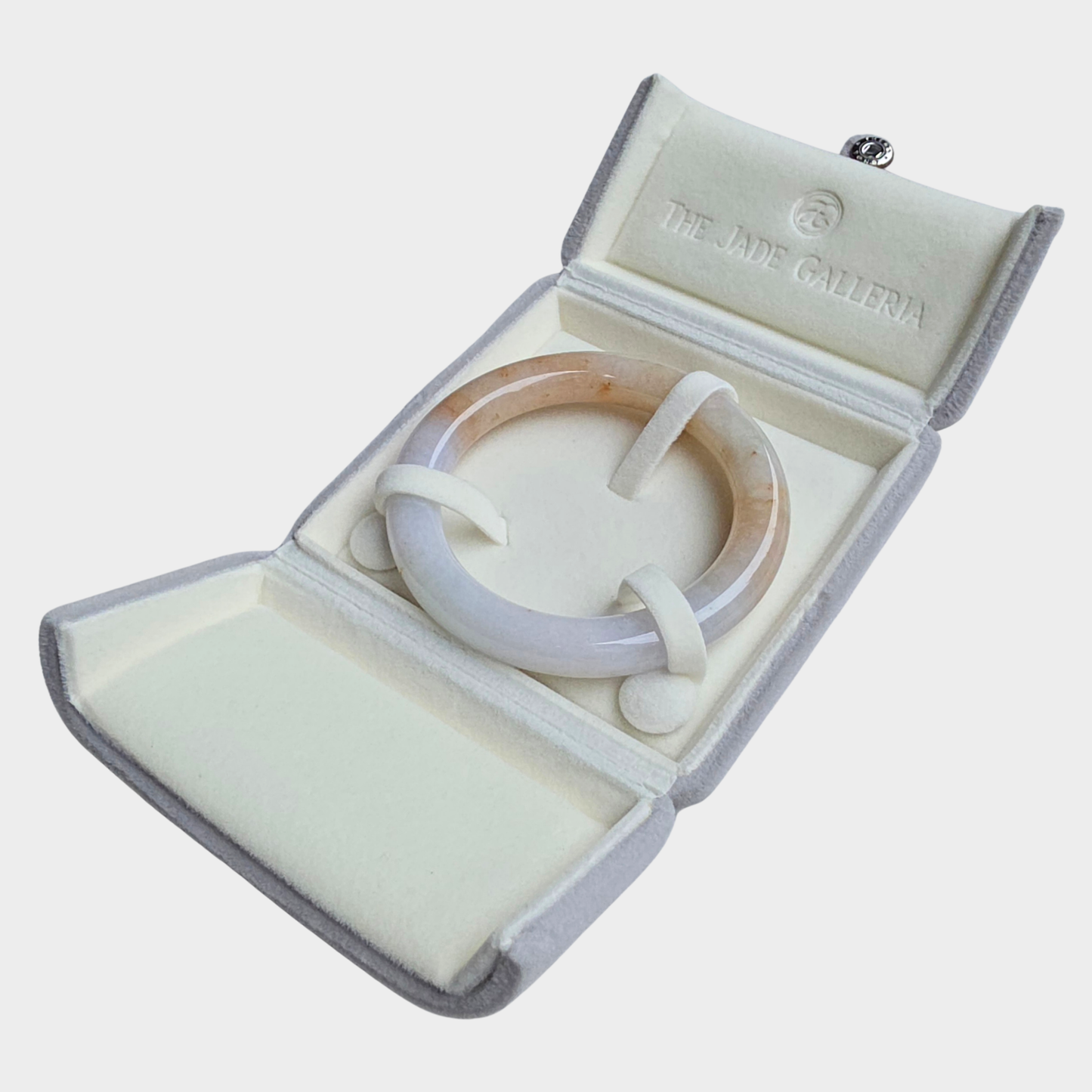 Orange and White Jadeite Jade Bangle - 58mm Round