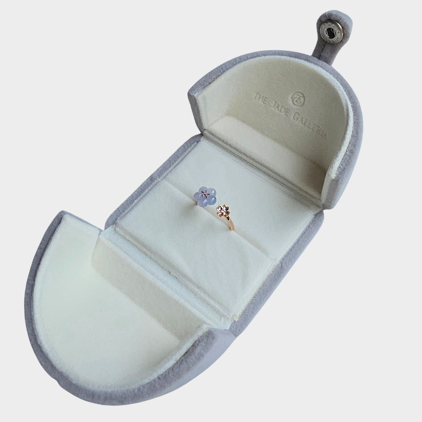 Icy Lavender "Peach Blossom" Jadeite Jade Ring in Rose Gold with Diamond