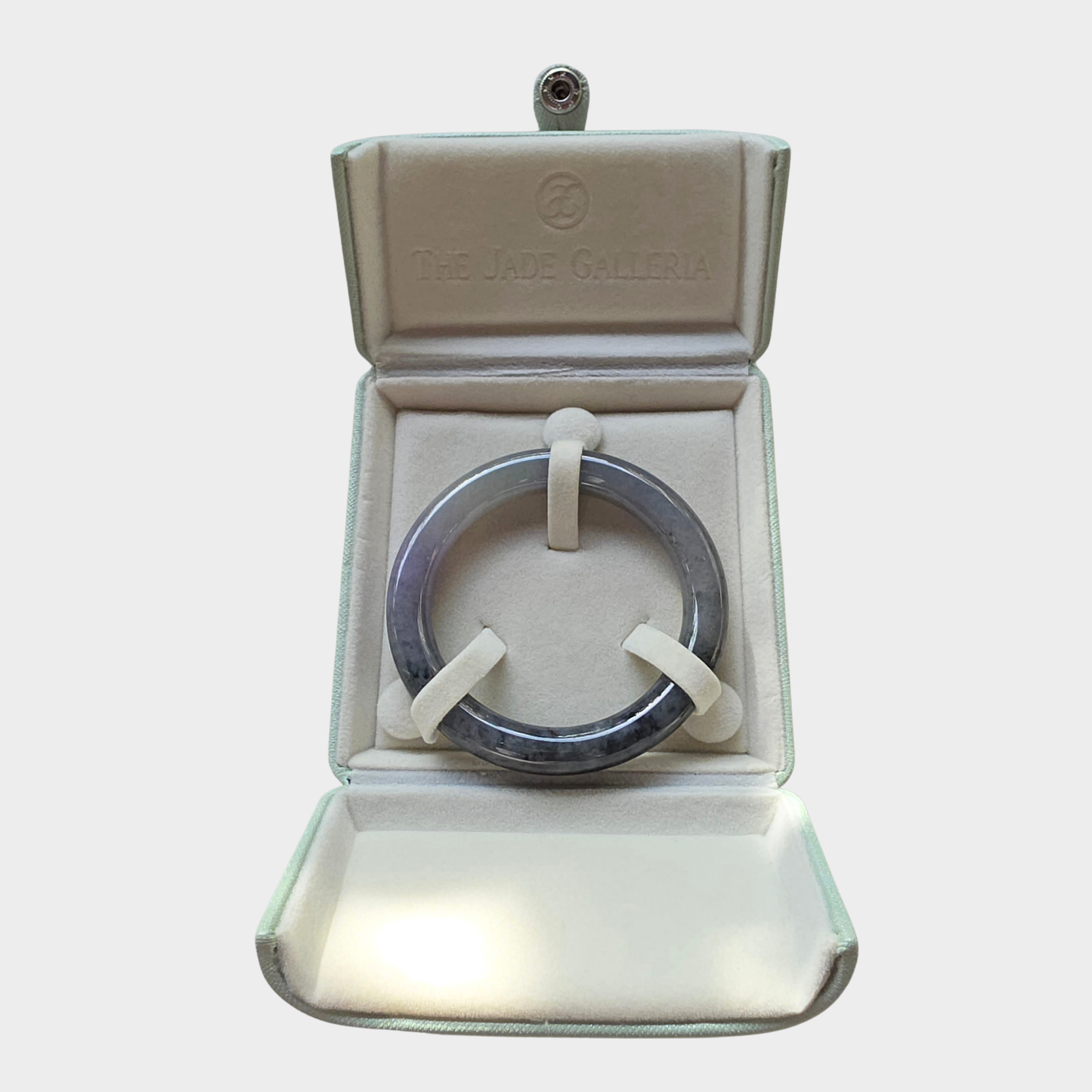 Black "Wuji" with Lavender Jadeite Jade Bangle - 56mm Round