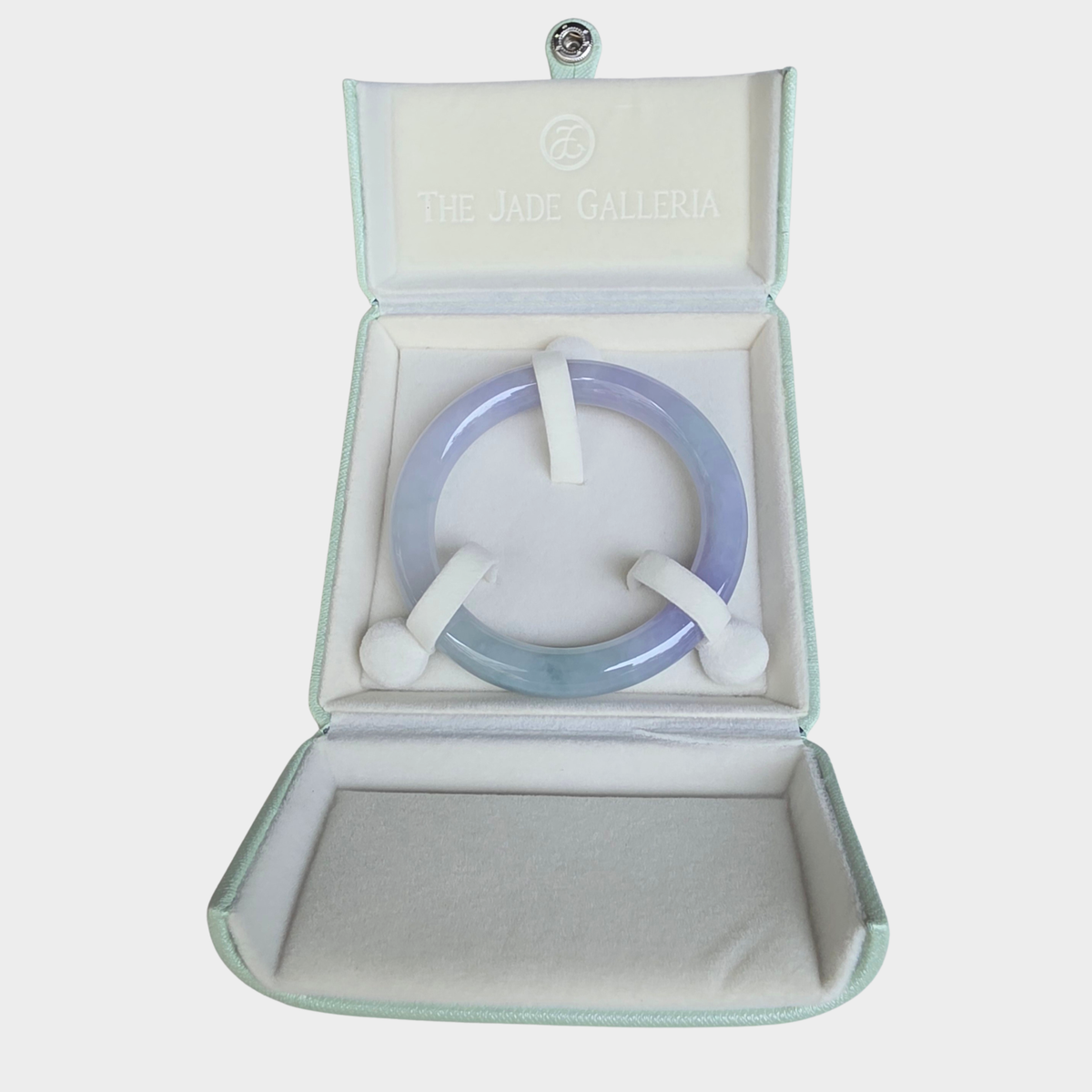 Lavender with Green Jadeite Jade Bangle - 55mm Round