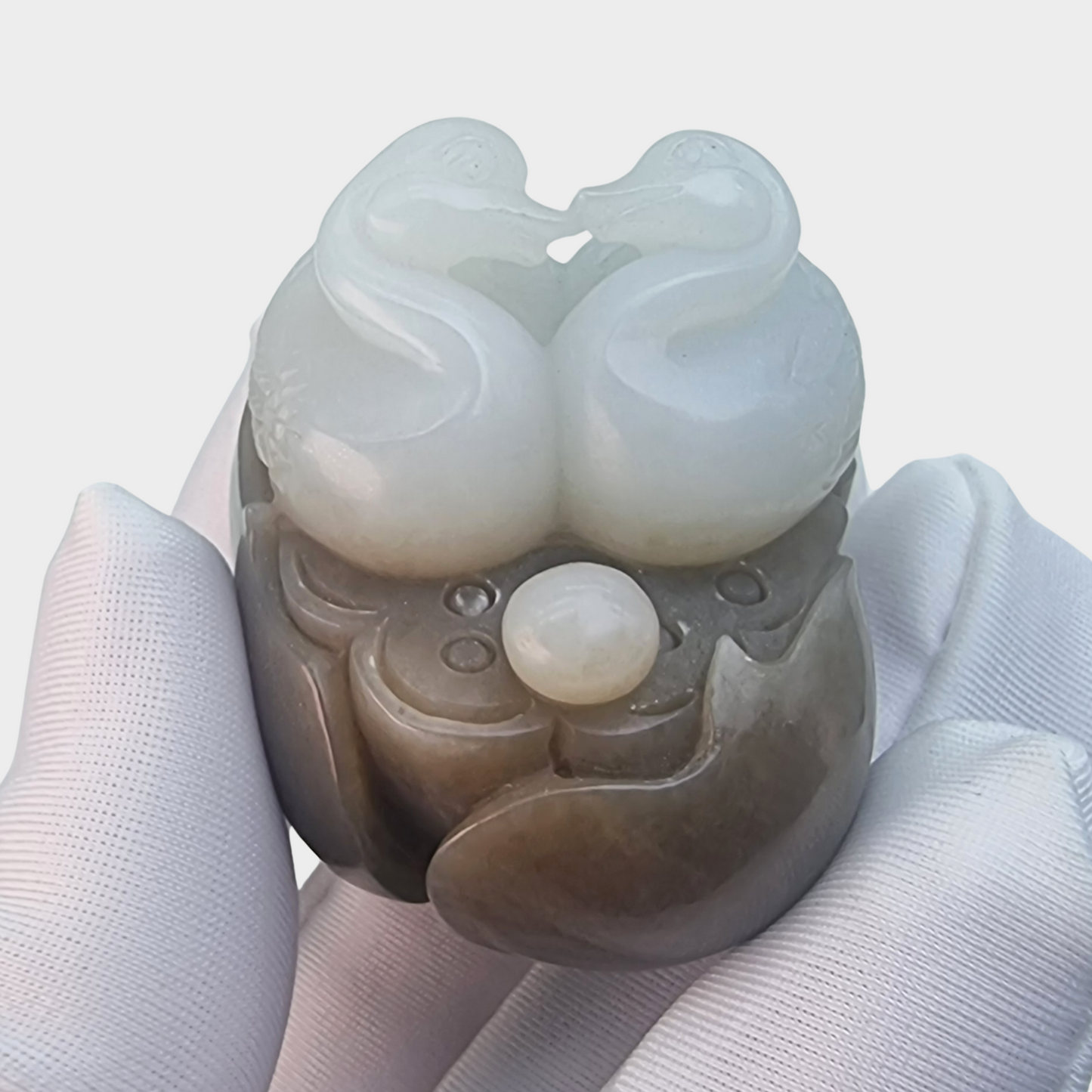 "Mandarin Ducks" Nephrite Jade Display