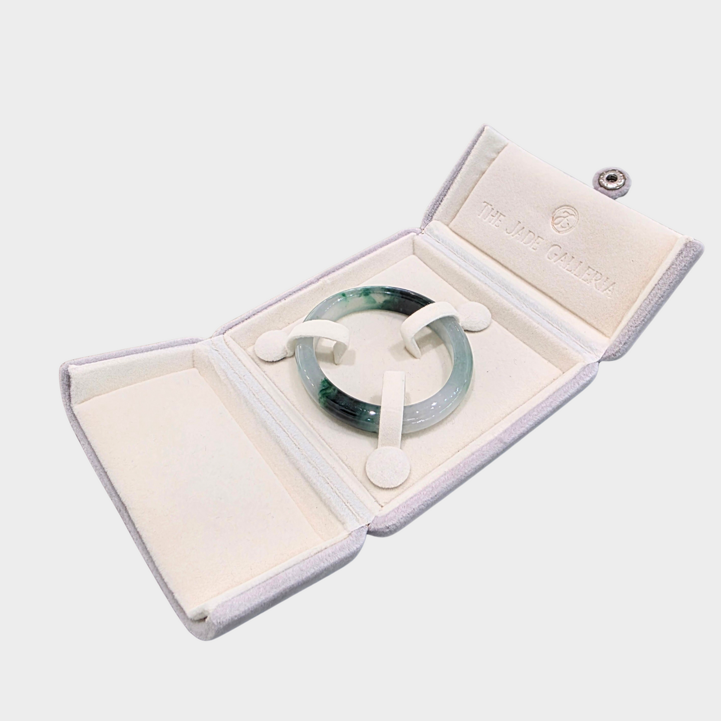 "Floating Flower" Jadeite Jade Bangle - 54mm Oval