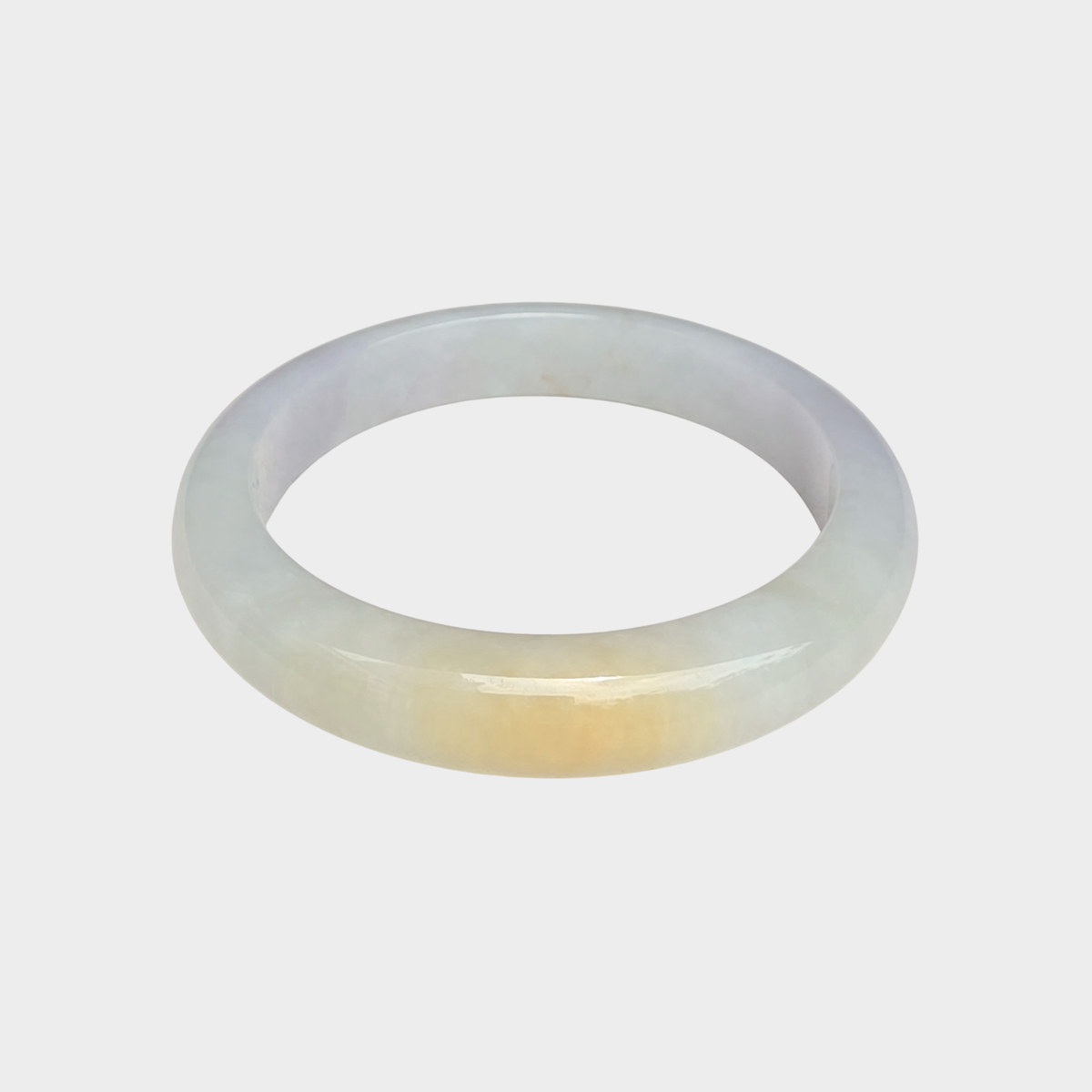 Lavender and Yellow Jadeite Jade Bangle - 56mm Half Round