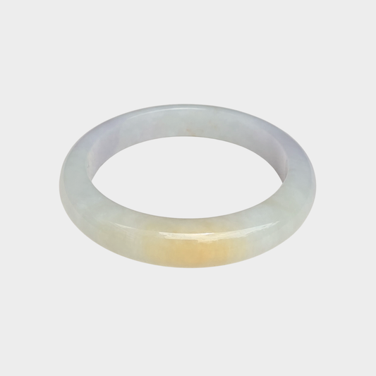 Lavender and Yellow Jadeite Jade Bangle - 56mm Half Round