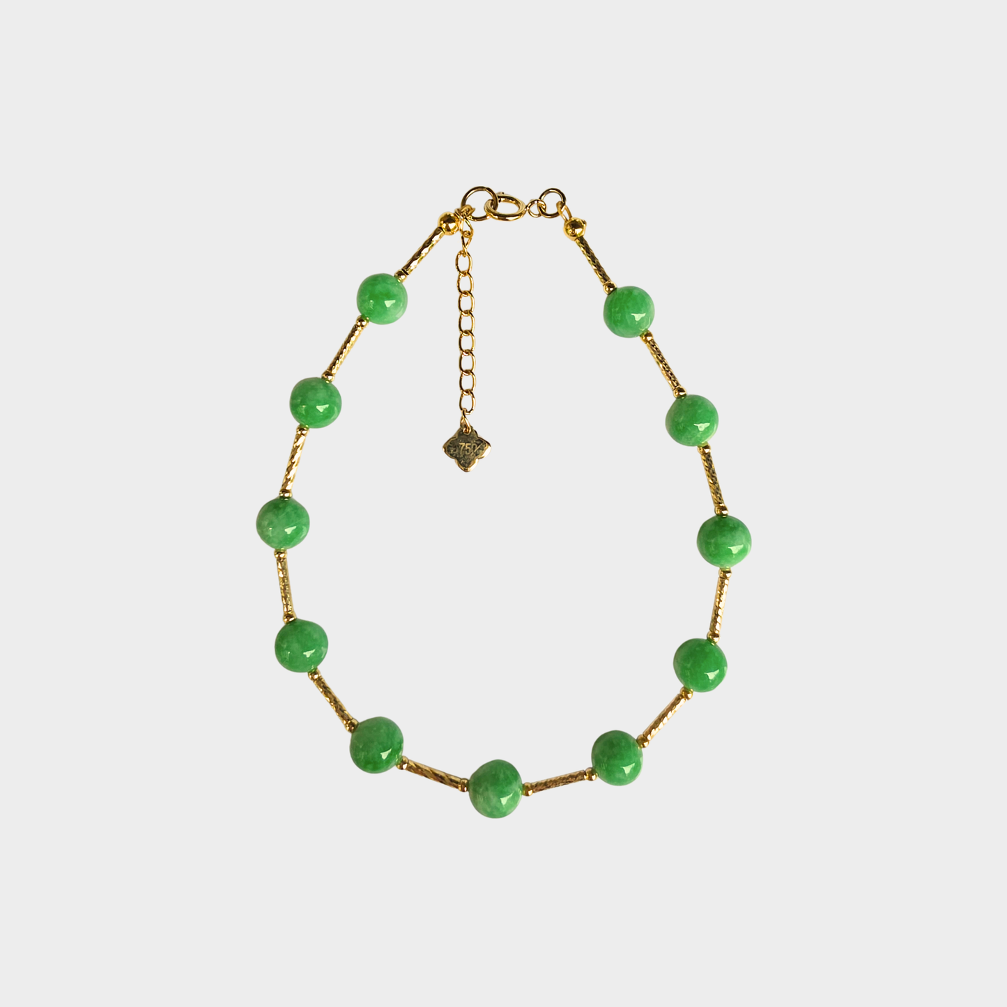 [Apple Green Dewdrops] Jadeite Jade Beads Bracelet in Yellow Gold