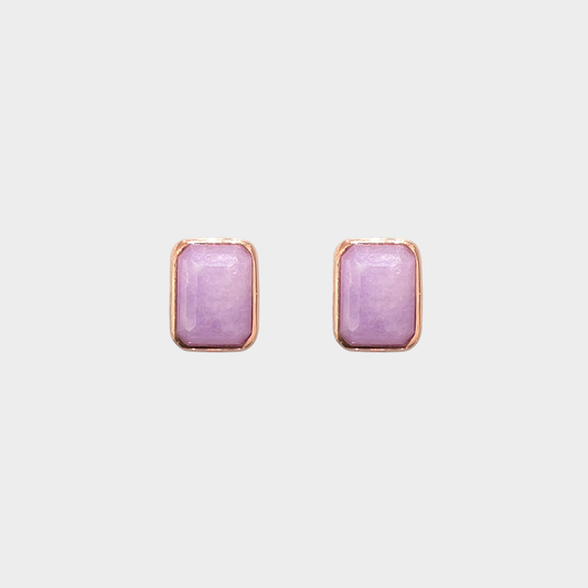Lavender Jadeite Jade Earrings in Rose Gold