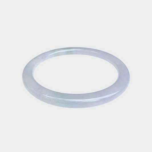 Slim Lavender with Green Jadeite Jade Bangle - 59mm Round