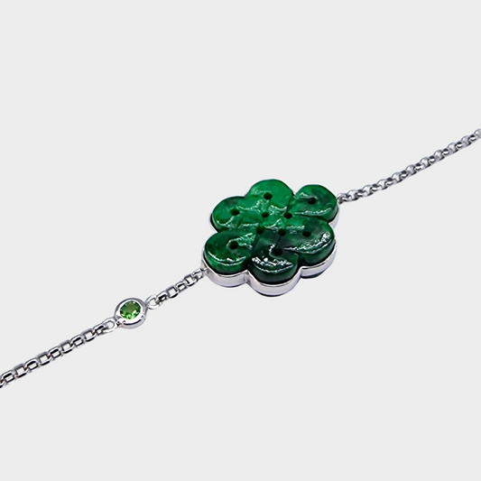 "Mystic Knot" Jadeite Jade Bracelet in White Gold
