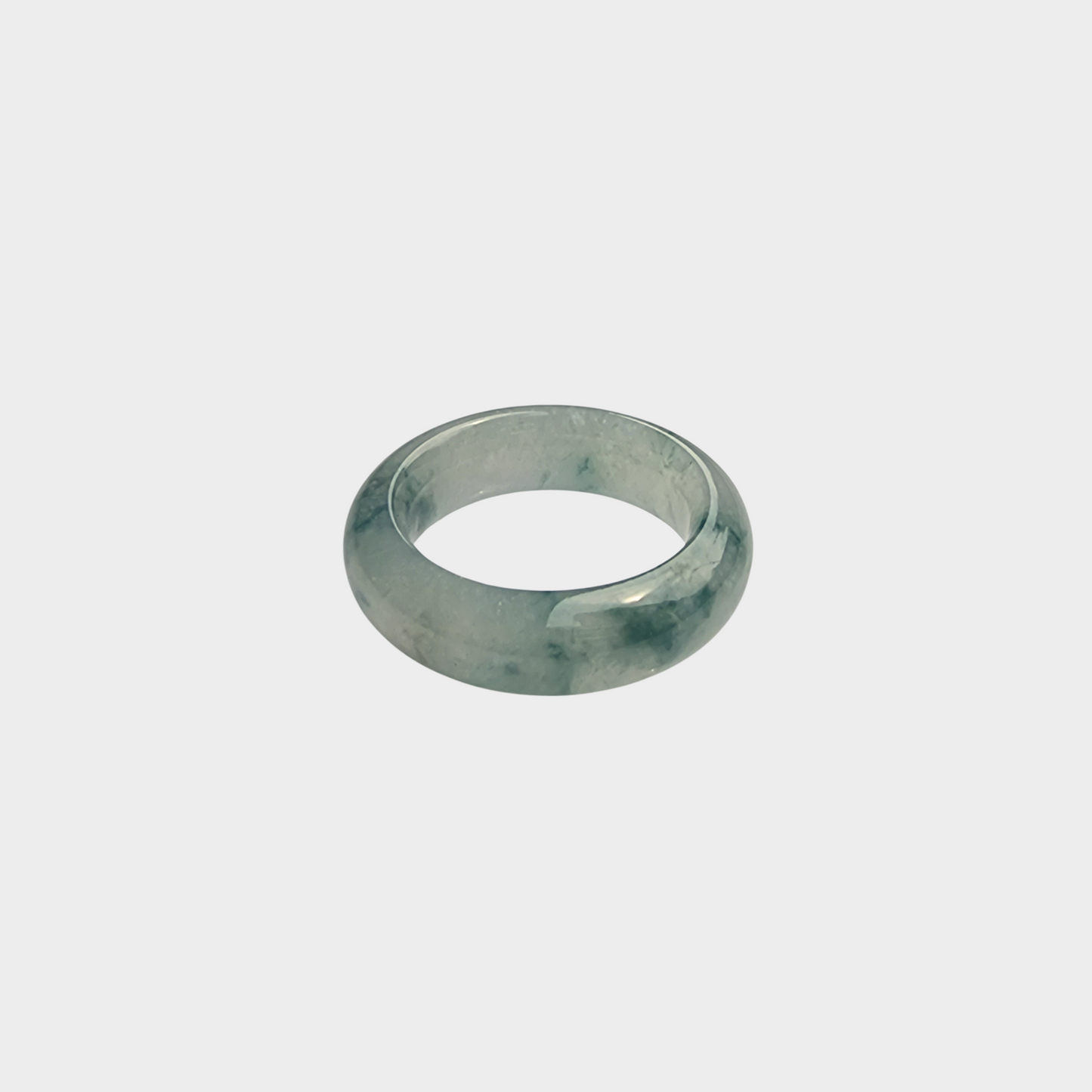 Icy "Floating Flower" Jadeite Jade Abacus Ring