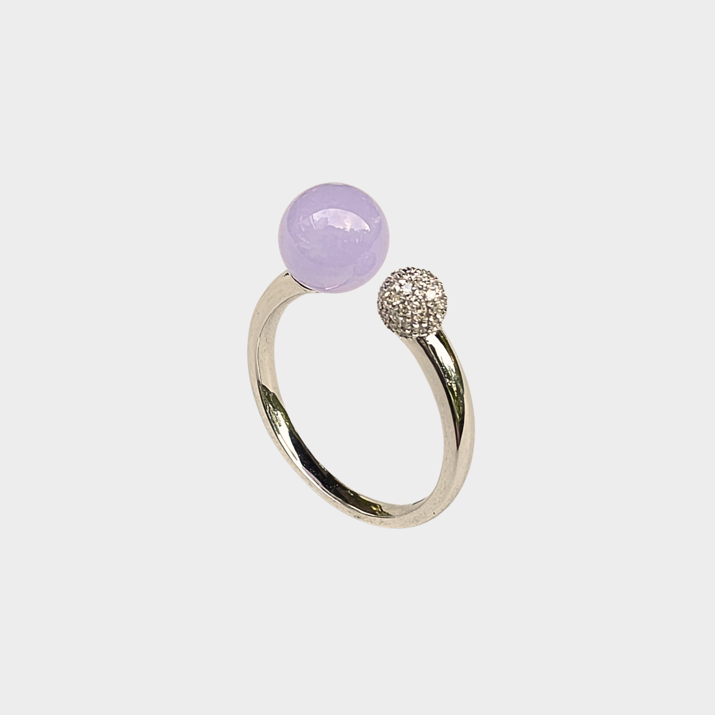 Icy Lavender Jadeite Jade Ring in White Gold with Diamonds